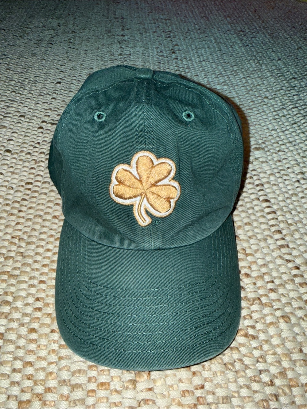 Vintage Notre Dame Green Baseball Cap with Gold Clover Patch